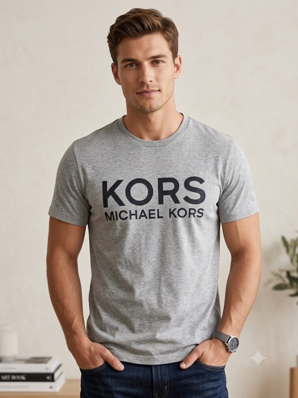Michael Kors Men’s Grey KORS Graphic Logo T-Shirt SZ M